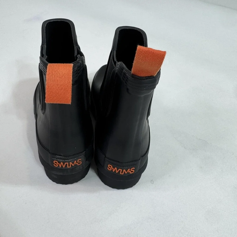 SWIMS Rain Boots Mens Size 3‎ Black Waterproof Rubber Chelsea Ankle Slip On